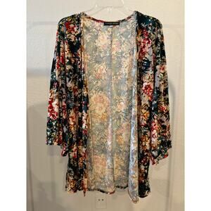 Burnout Velvet Plus Size 3X Kimono Style Top Open Front Duster Cardigan